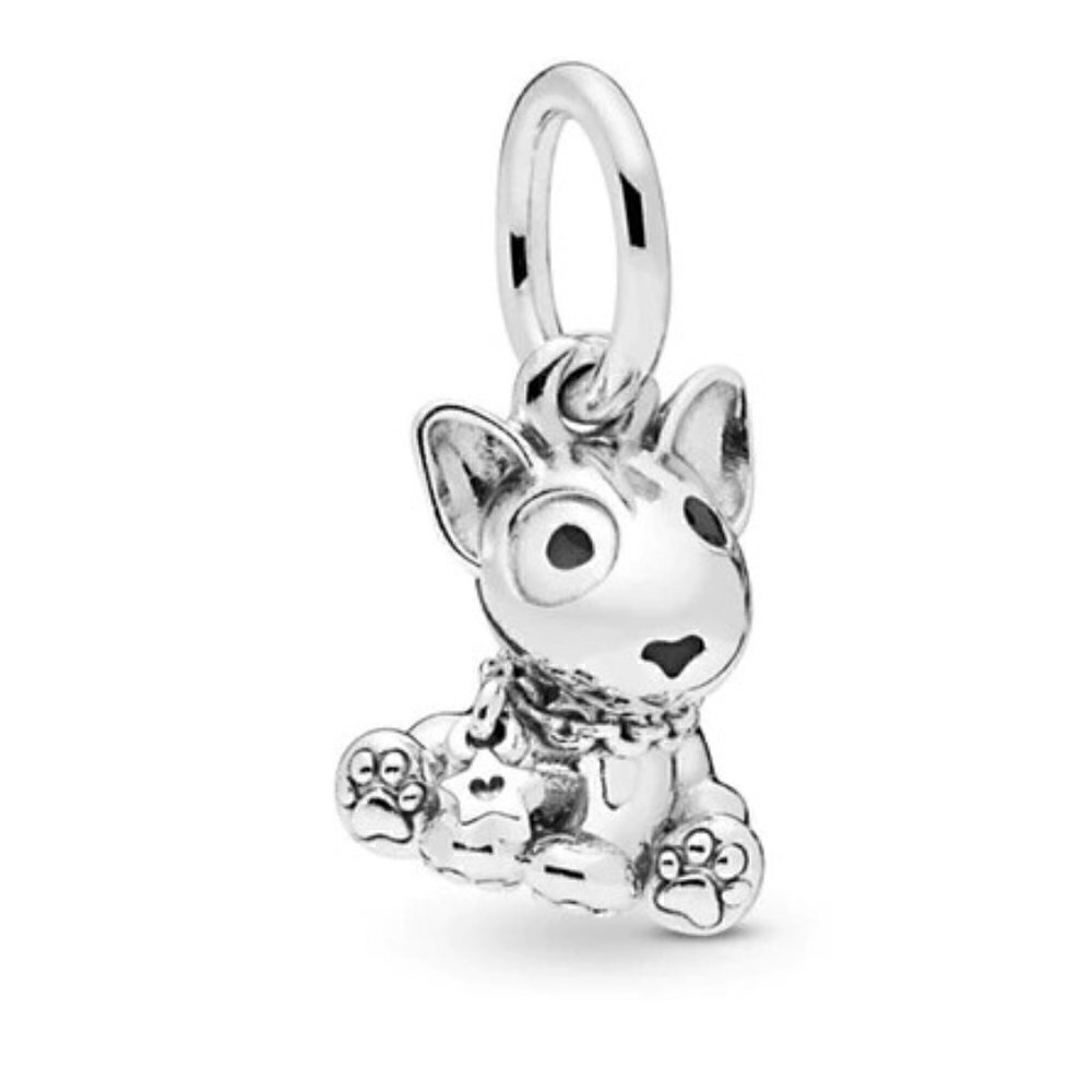 Sterling Silver Bull Terrier Puppy Dog Dangle Charm